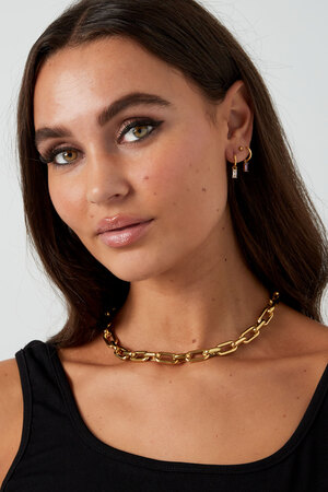 Necklace elongated links with charms - gold h5 Picture4